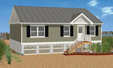 Ranch style open modular floor plan.